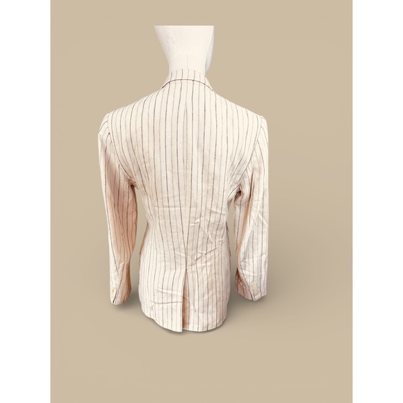 Lauren Ralph Lauren Cream Linen Pinstripe Blazer Jacket Womens Size 4 - Picture 5 of 14